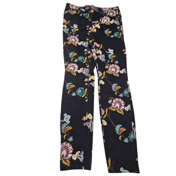 Loft Outlet Floral Print Black Skinny Legging Jeans Womens Size 8 Denim Pants - Picture 3 of 6